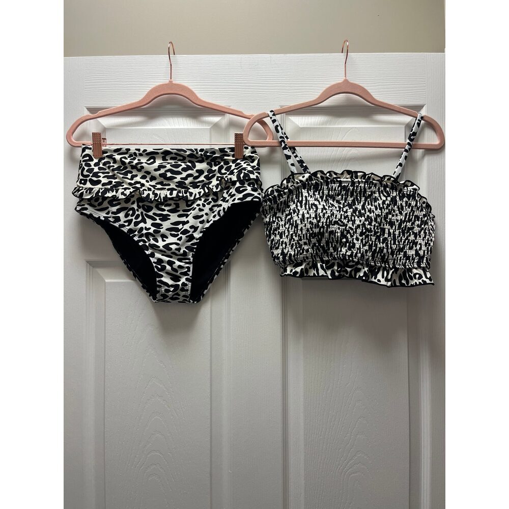 2 Piece Leopard Ruffle Bikini Sz M